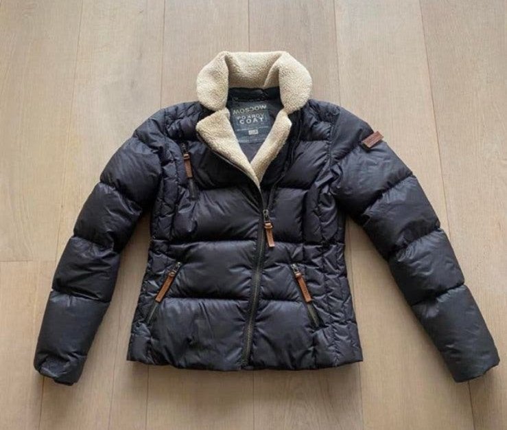 Moscow M nieuwstaat dons damesjas, Kleding | Heren, Ophalen of Verzenden, Zo goed als nieuw, Maat 48/50 (M), Bruin