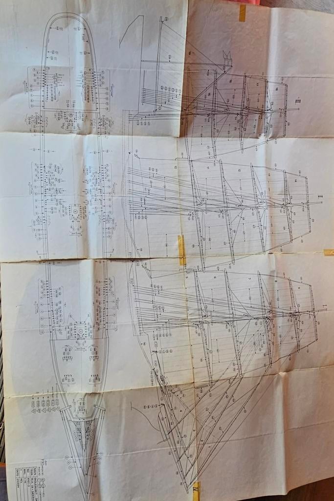 Bouwtekening Skoleskibet Danmark schaal 1:75, Ophalen of Verzenden, Gebruikt, 1:50 tot 1:200, Overige merken