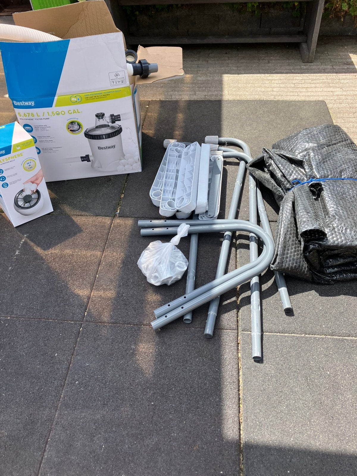 Zwembad bestway 400x211x81 incl pomp en trapje, Tuin en Terras, Zwembaden, Gebruikt, Opzetzwembad, 80 tot 120 cm, 400 cm of meer