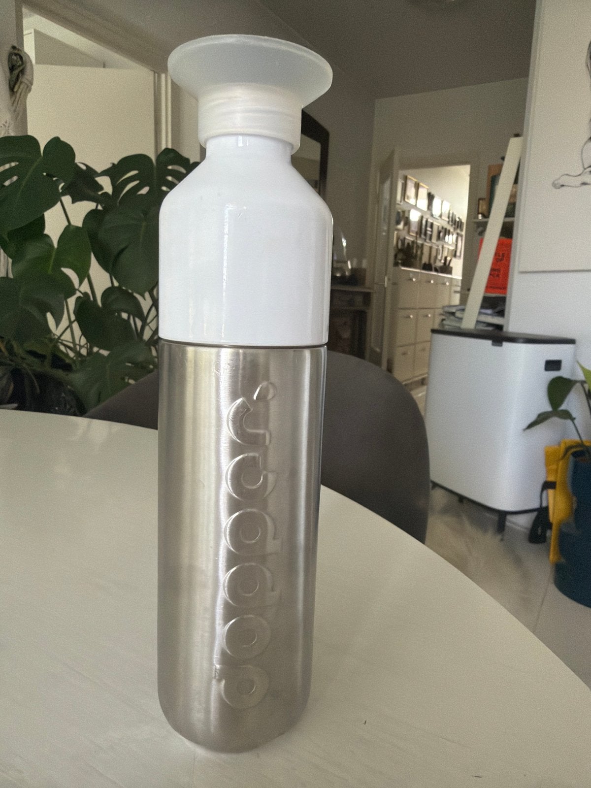Dopper drinkfles - RVS met witte dop, Zilver, Ophalen of Verzenden, Metaal, Overige merken