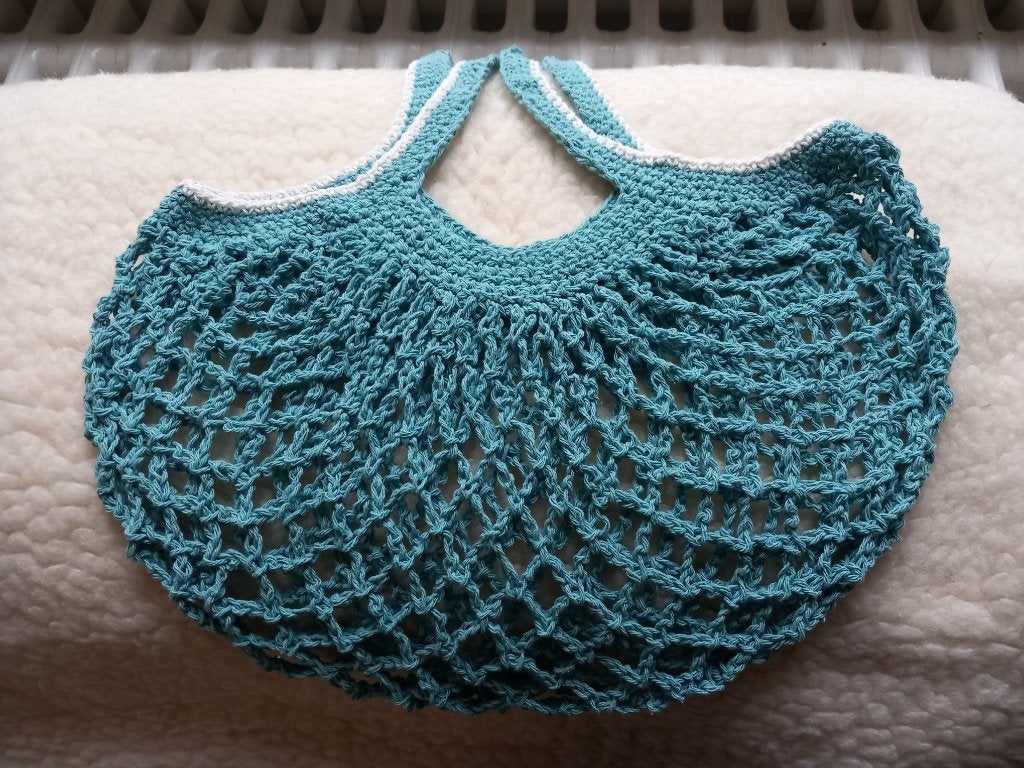 tas gehaakt boho hippie vintage stijl katoen turquoise NIEUW, Ophalen of Verzenden, Nieuw, Blauw