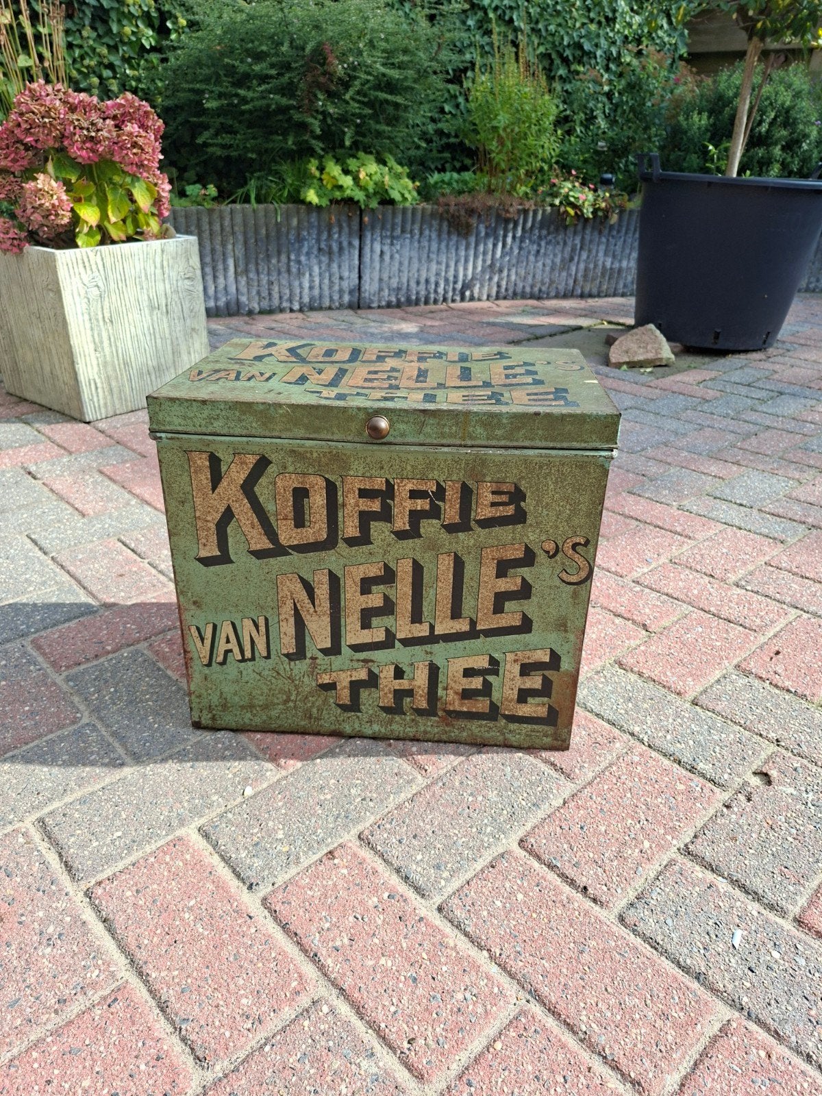 Vintage Koffie van Nelle Thee blik - Groen, Ophalen