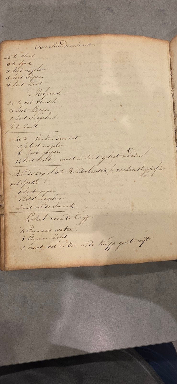 Oud Receptenboek, handgeschreven (rond 1800), Ophalen of Verzenden, Hoofdgerechten, Nederland en België, Onbekend