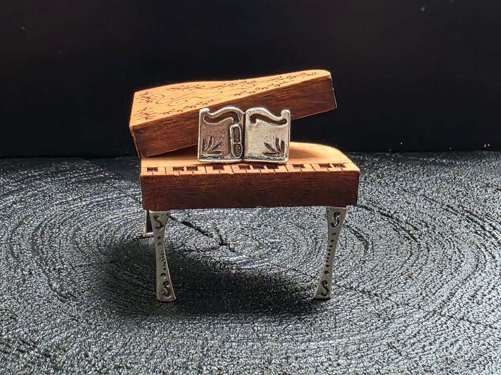 Miniatuur Vleugel Hout met Zilveren Details, Antiek en Kunst, Verzenden, Zilver