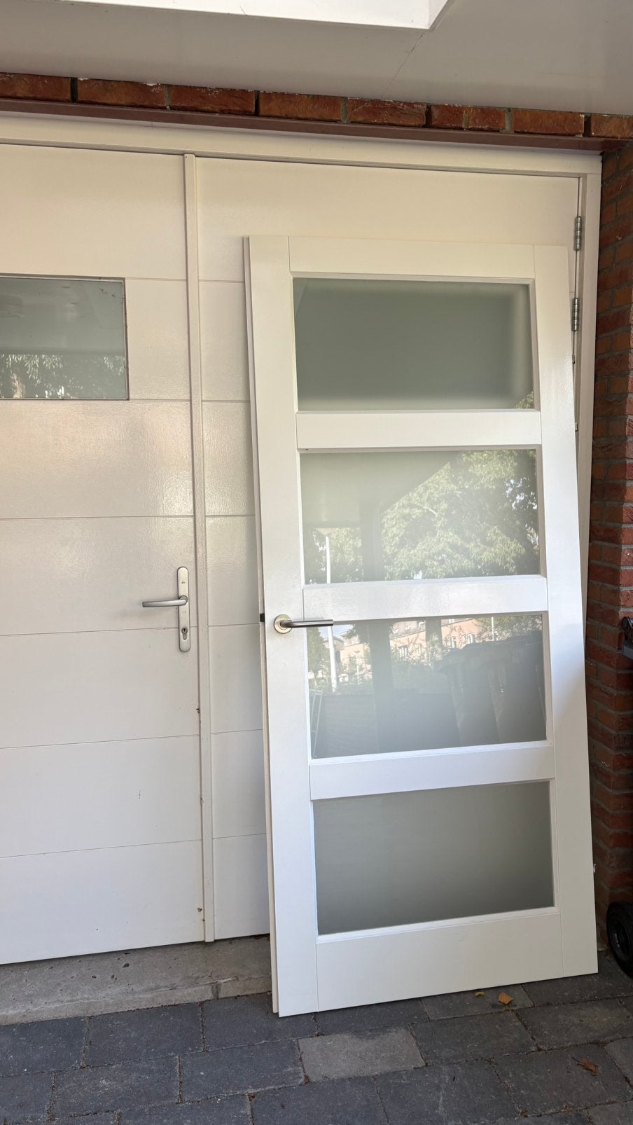 Binnendeur wit melkglas 93 x 211, Ophalen, Gebruikt, 80 tot 100 cm, Binnendeur
