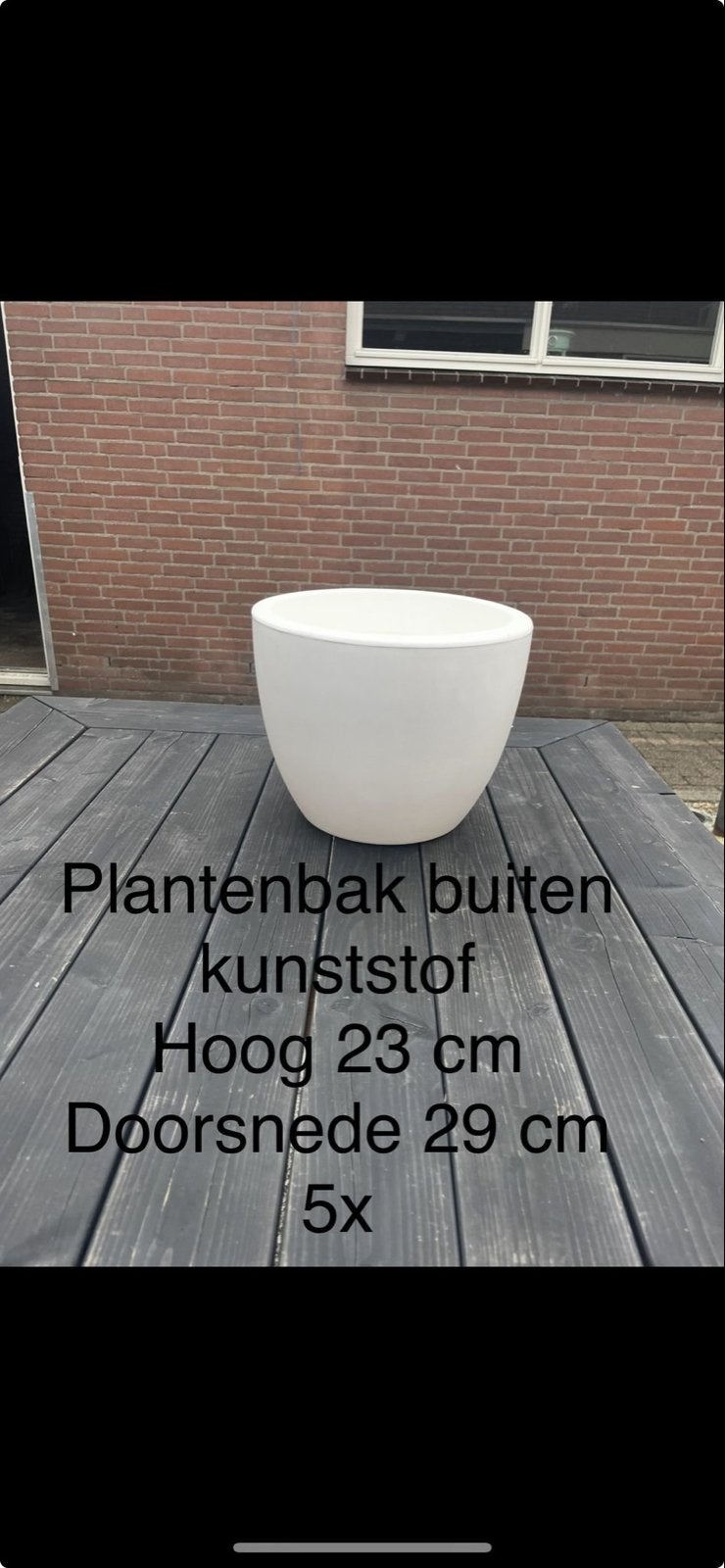 Witte kunststof plantenbakken - 4 stuks beschikbaar, Kunststof, Gebruikt, Minder dan 30 cm, Rond