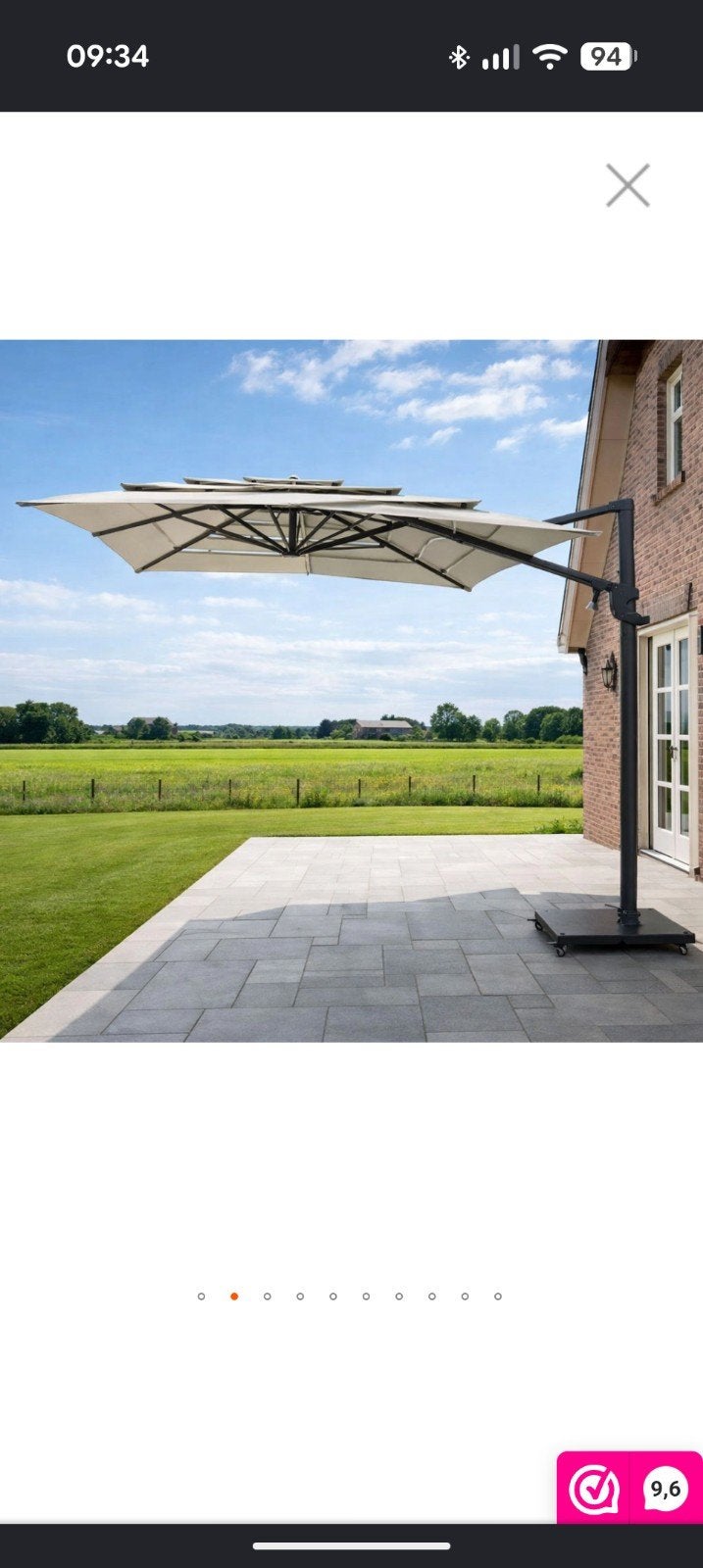 Madison Monaco Open Air zweefparasol 300x300 cm, Ophalen, Gebruikt, 3 tot 4 meter, Zweefparasol