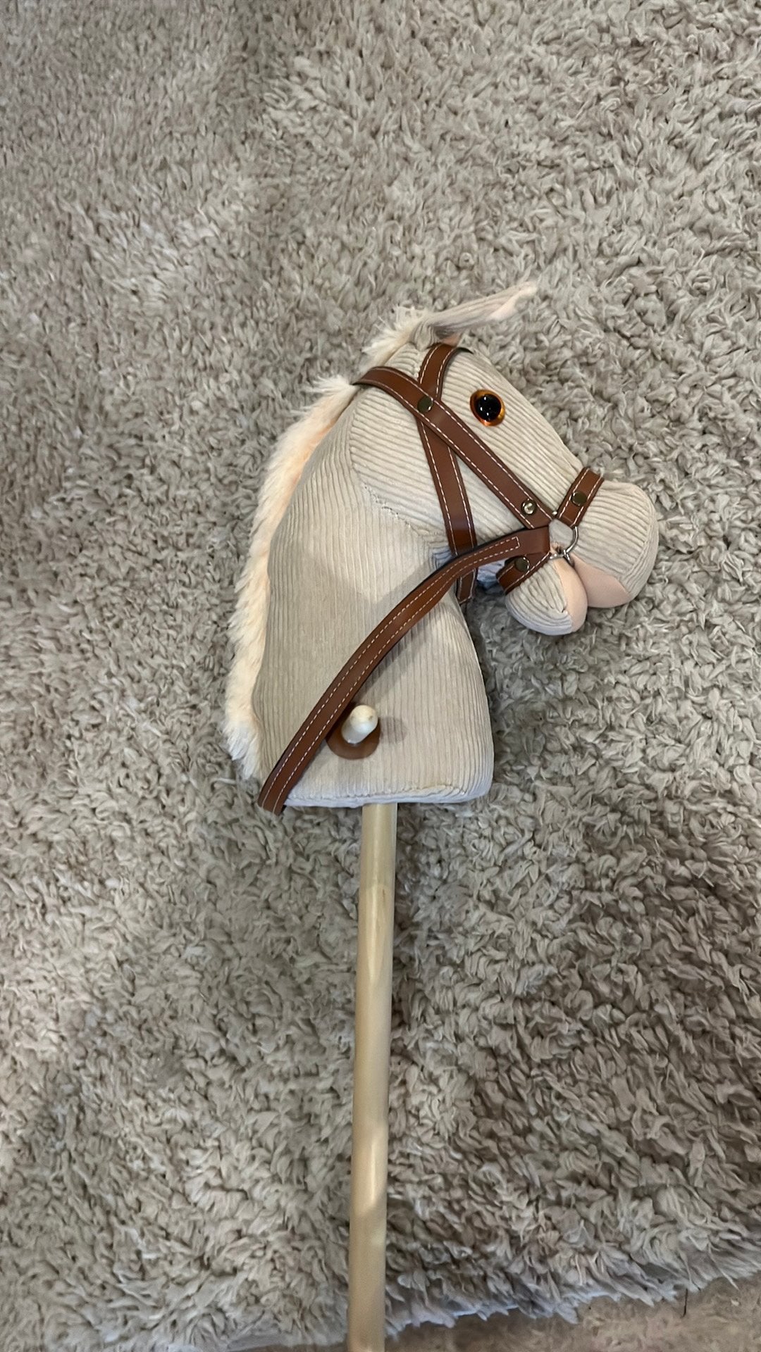Rib/beige stokpaardje met geluid, Info@juffrouw-kwast.nl, 7443BS, Ophalen of Verzenden, Nieuw