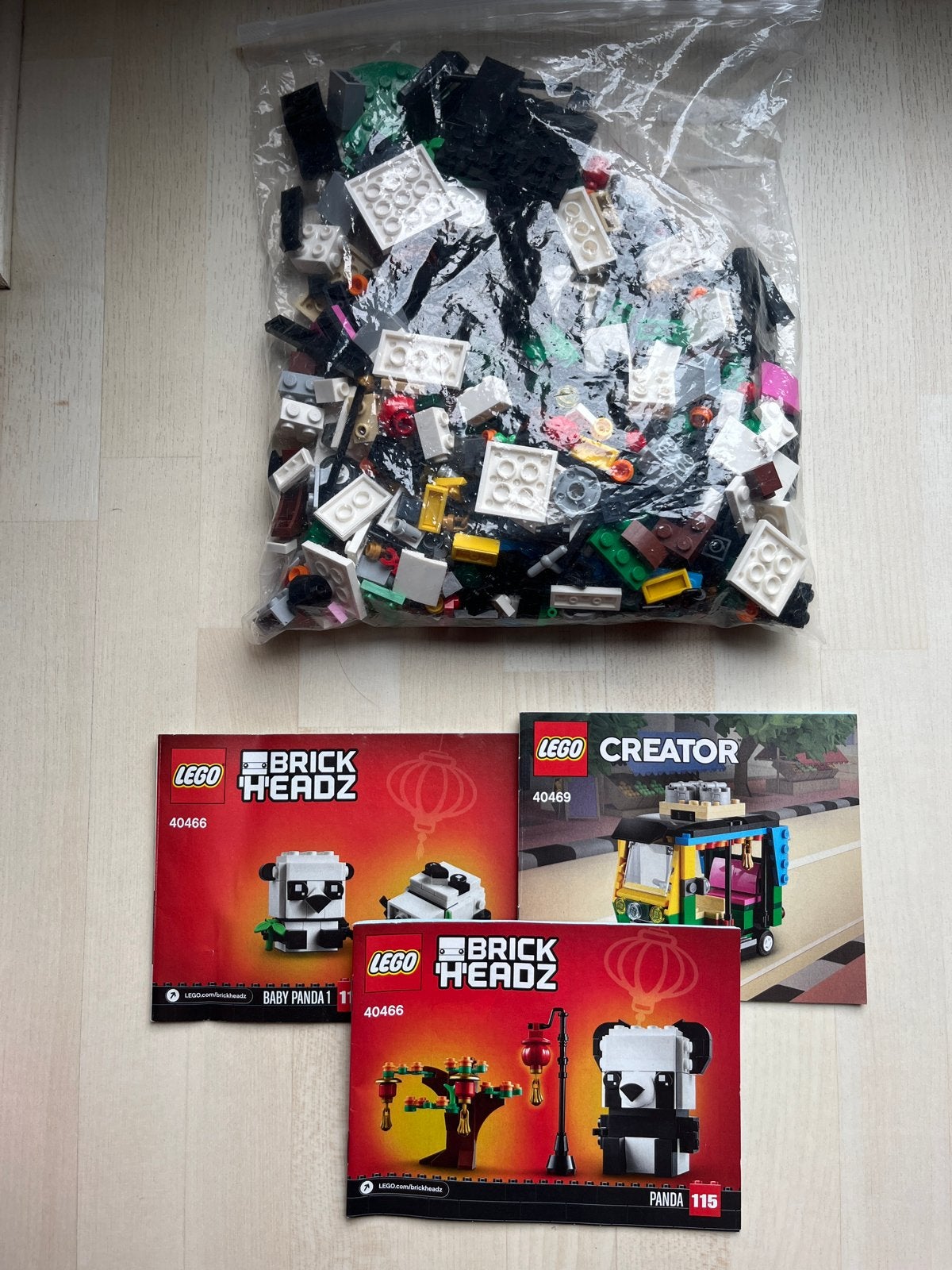Lego 40466 BrickHeadz Panda en 40469 Creator Tuk Tuk, Ophalen, Gebruikt