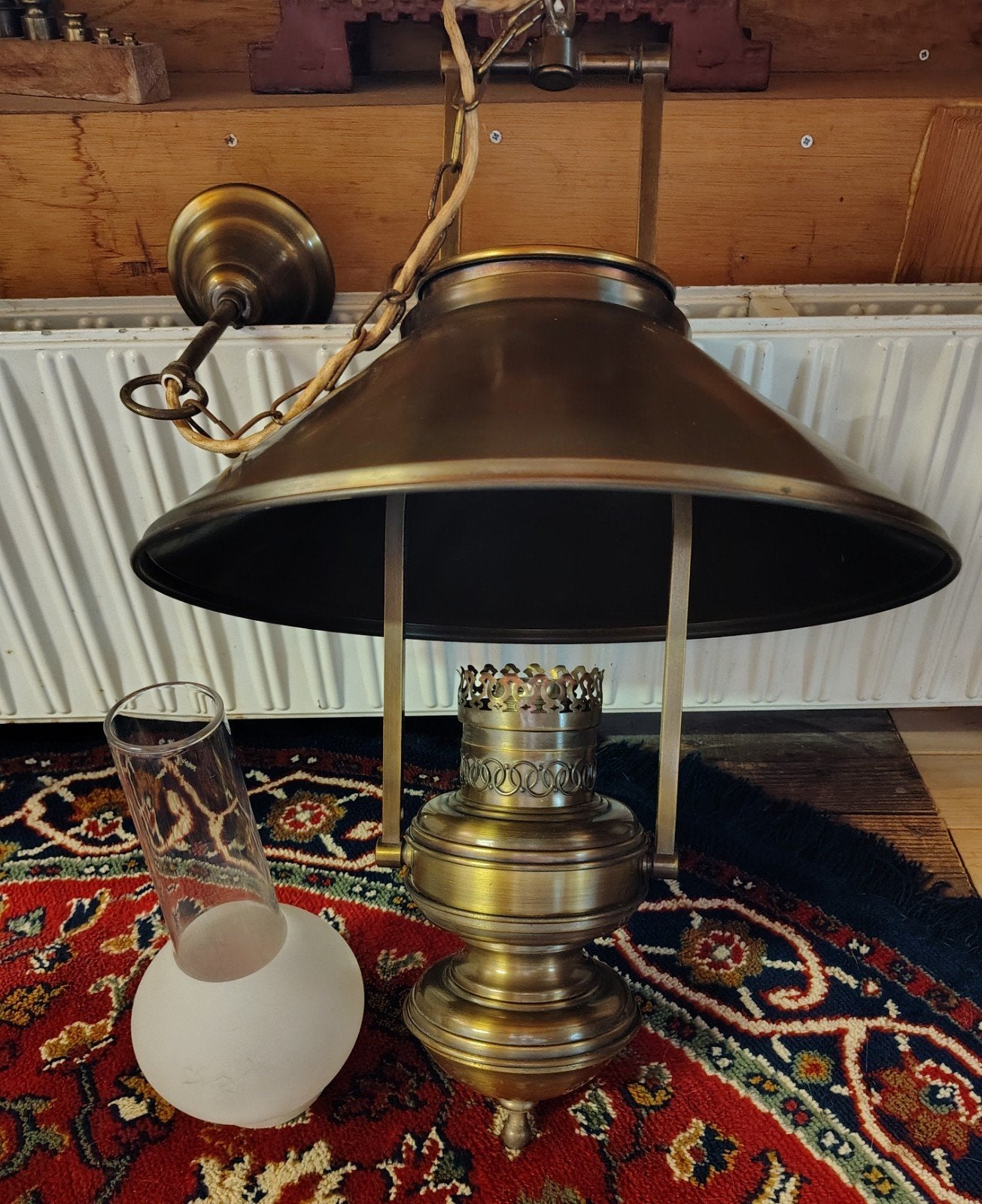 mooie koperen lamp grote scheepslamp, Antiek en Kunst, Ophalen of Verzenden