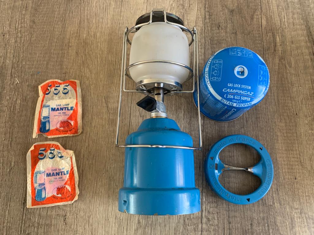 Campingaz Lumogaz 206 Gaslamp met toebehoren, Ophalen of Verzenden, Gebruikt