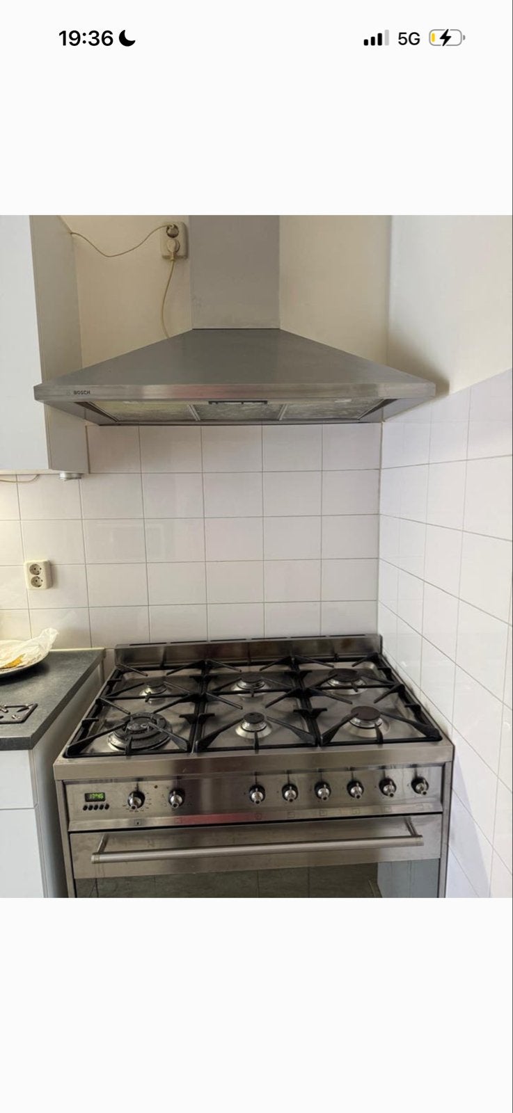 Bosch Afzuigkap 90 cm - RVS Wandschouwkap, Ophalen of Verzenden, Gebruikt, Vrijstaand, Wandschouwkap