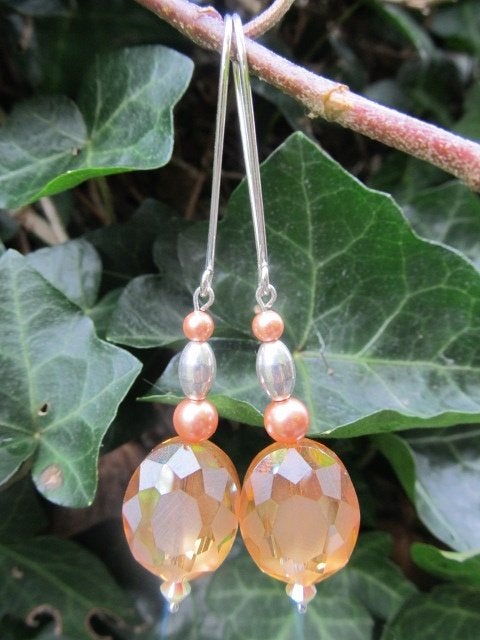 Oorbellen Dionne kristalglas-swarovski-kraal zilver, Hangers, Bruin, Nieuw, Zilver