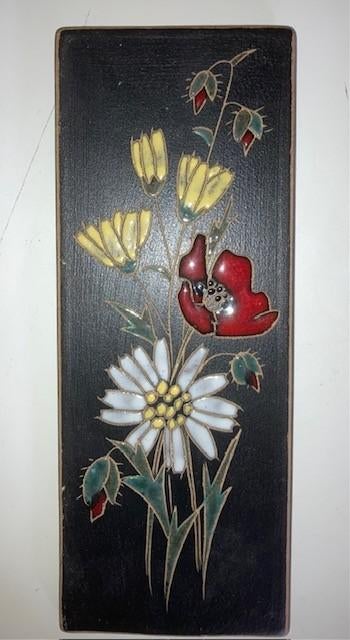 Vintage wandtegel met floraal decor, Ophalen of Verzenden