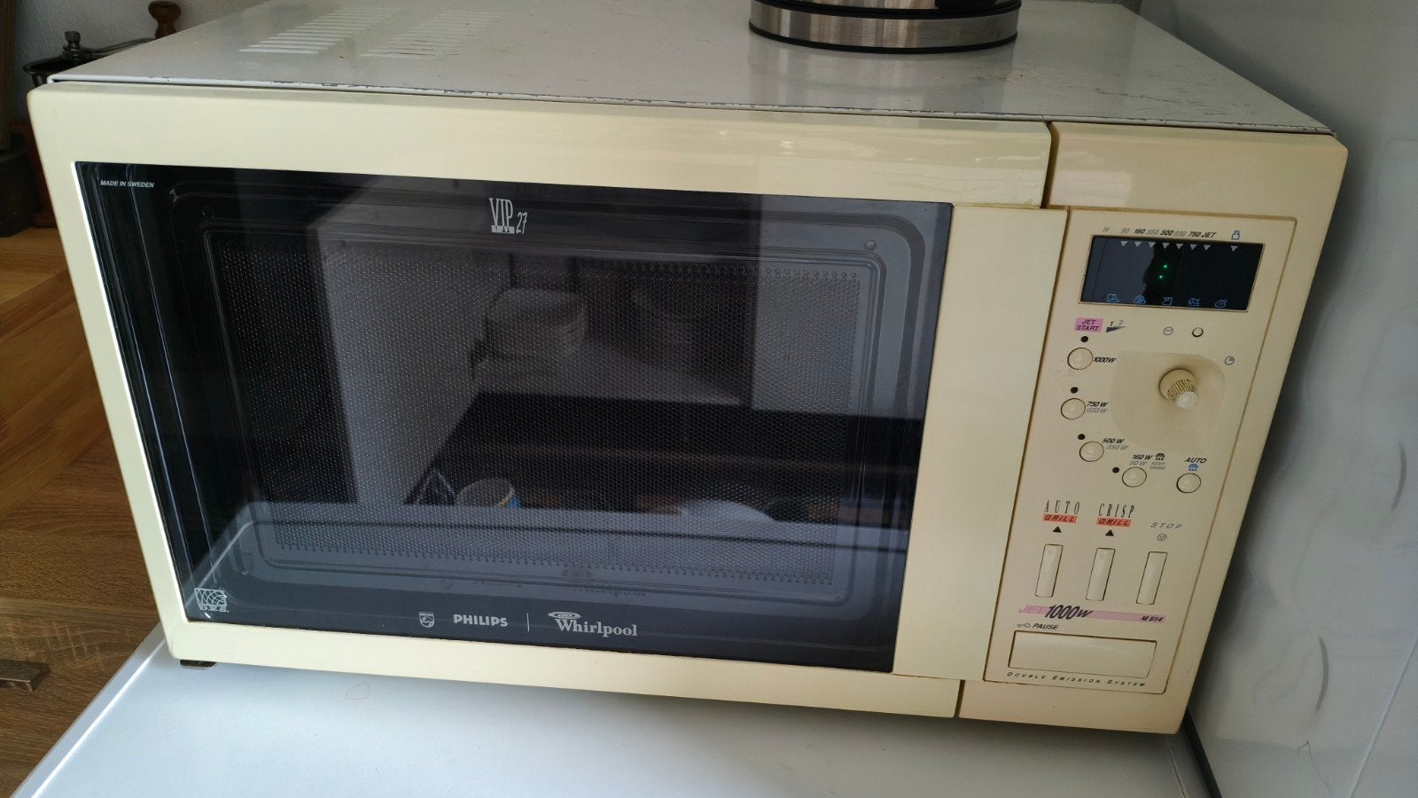 Philips Magnetron met Grill 1000W - Beige, Ophalen, Combimagnetron, Gebruikt, Grill