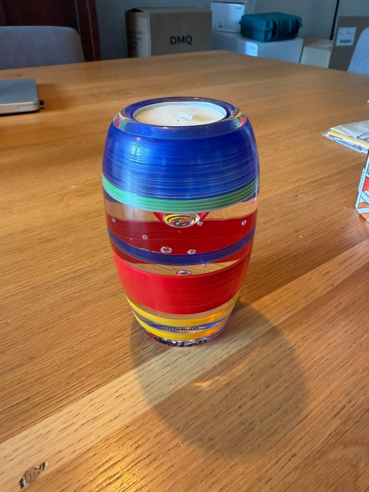Kosta Boda Waxinelichthouder – Ulrica Hydman gesigneerd., Antiek en Kunst, Meerkleurig, 11 cm, Handgemaakt, Kandelaar