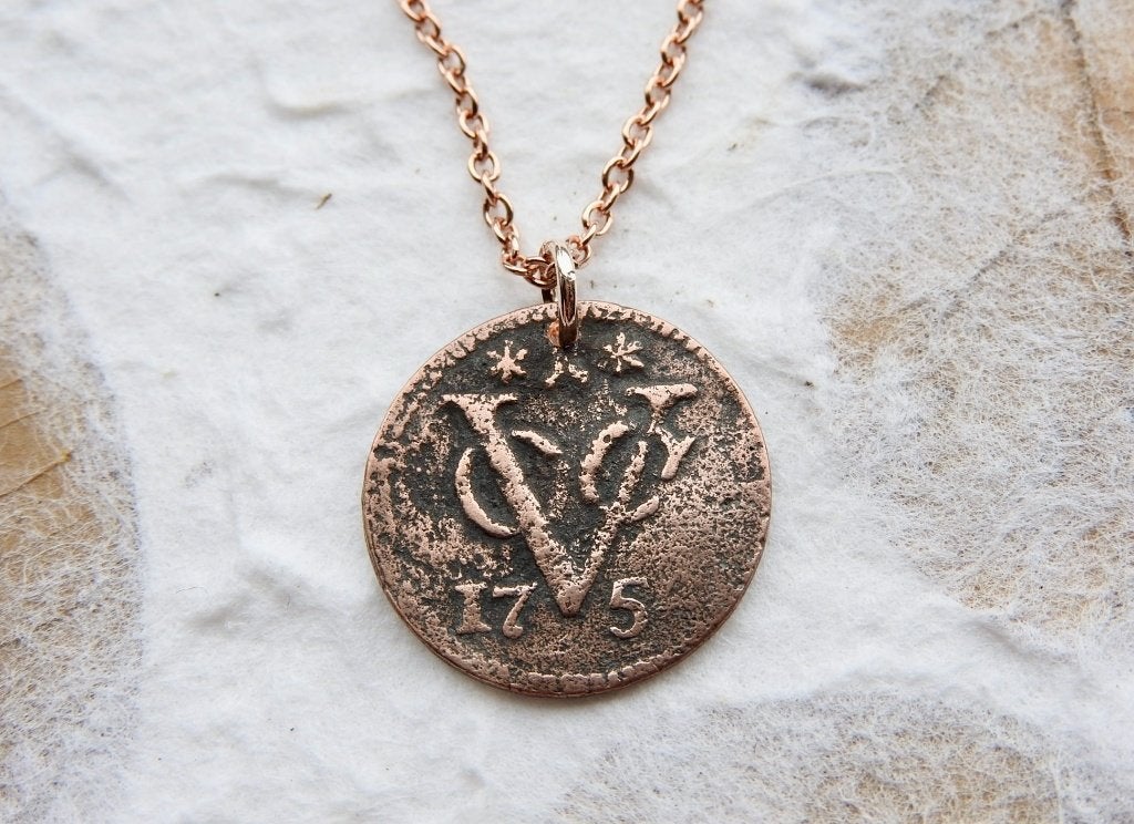 Zeeland | Zeelandia 1754 VOC duit munt ketting, Overige kleuren, NL, Nieuw, Ophalen of Verzenden