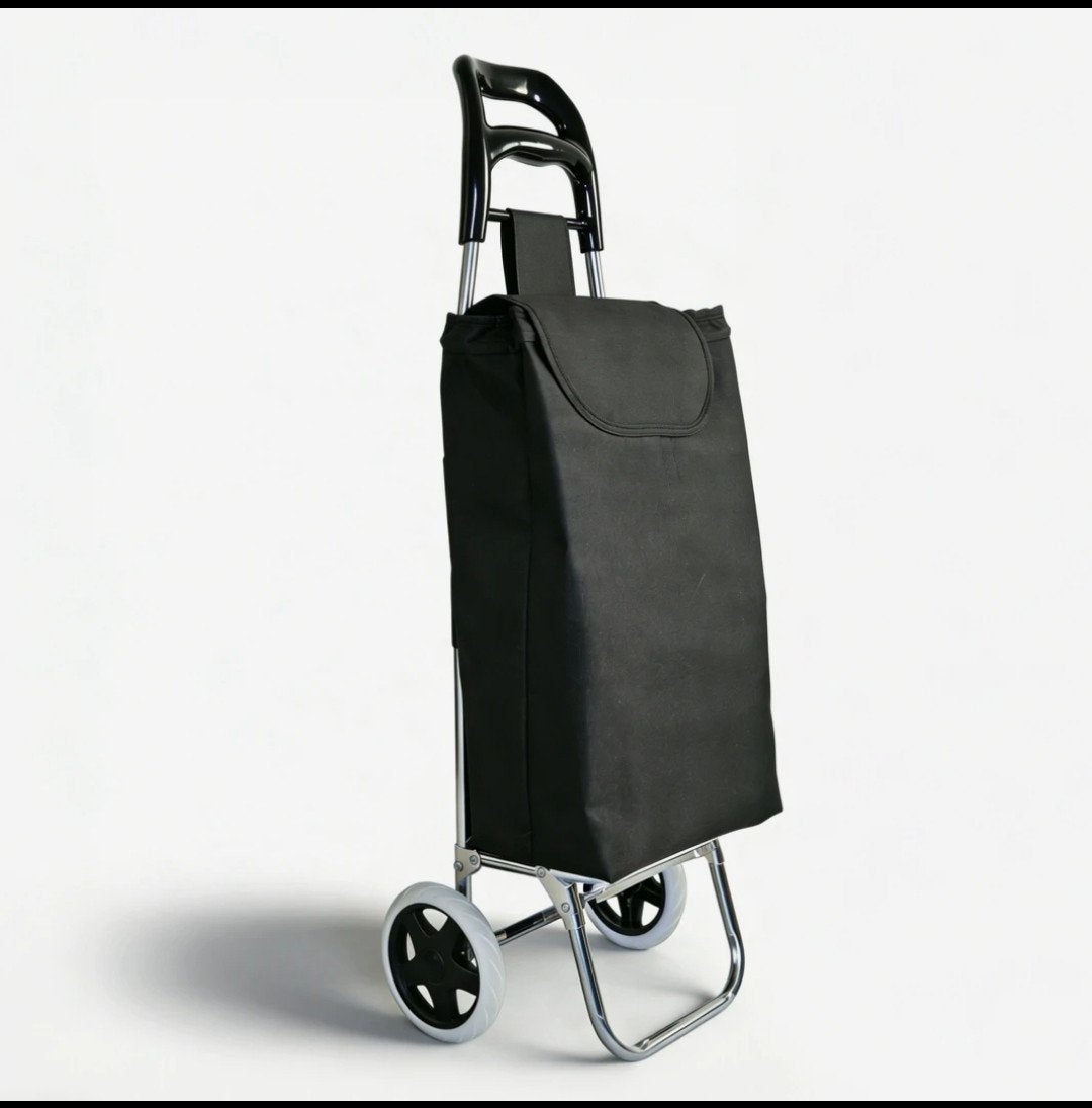 Lightweight 1.15kg Folding Shopping Trolley, 2-in-1 Foldable, Wieltjes, 30 cm of meer, Zwart, Minder dan 40 cm
