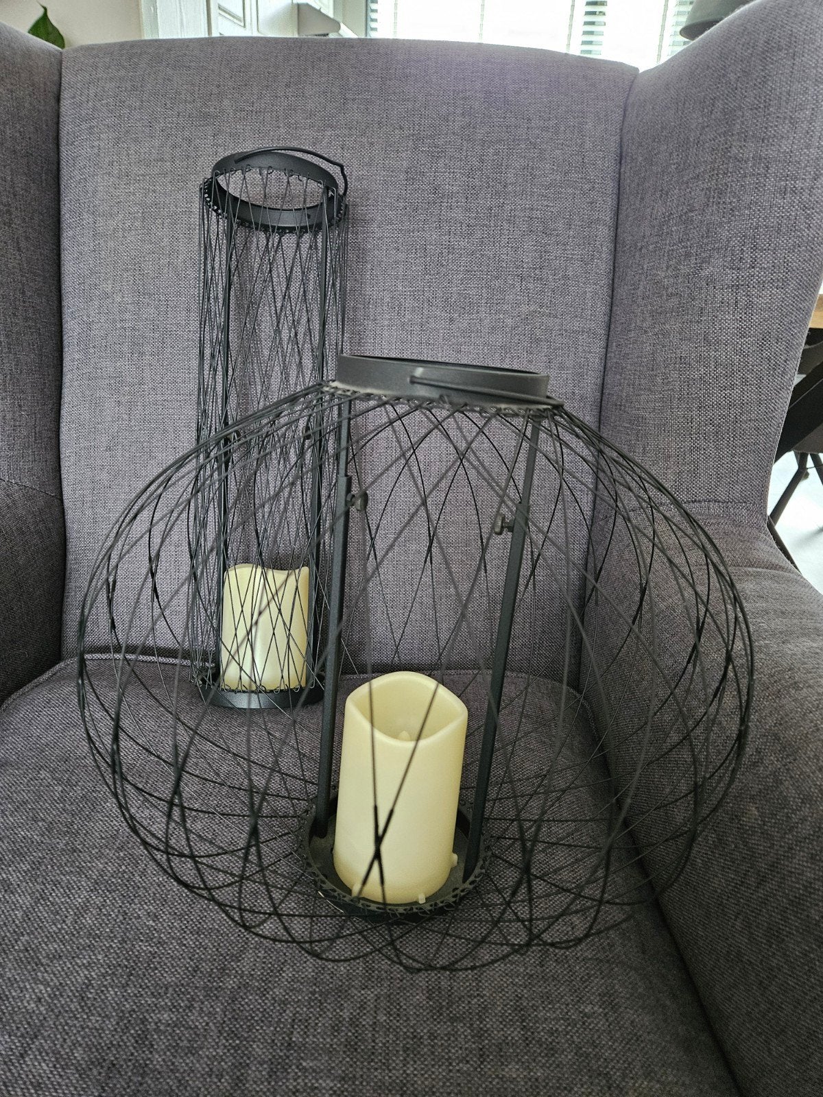 Twee windlichten, Ophalen of Verzenden, Metaal, 25 tot 50 cm