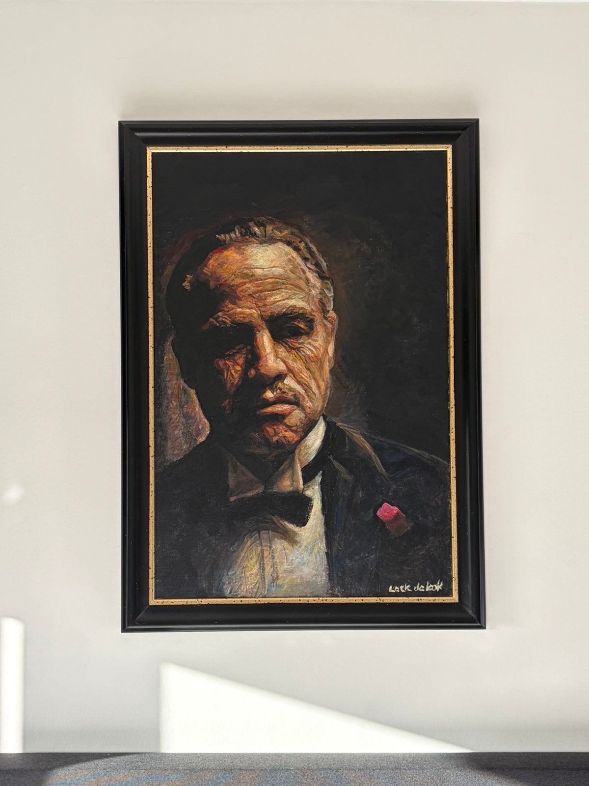 Godfather schilderij, Antiek en Kunst, Ophalen, Hout, Handgeschilderd, Gemengde techniek
