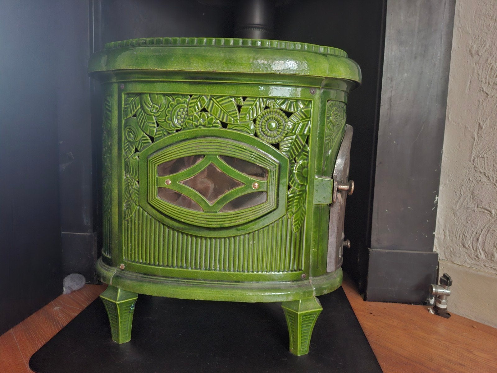 Antieke groene Deville houtkachel - Prachtig decoratief stuk, Huis en Inrichting, Kachels, Ophalen, Houtkachel, Zo goed als nieuw