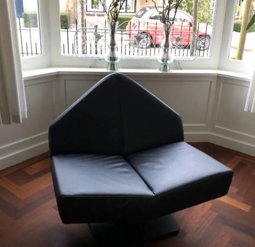 Leolux Wibber zwart leren design draaifauteuil., Huis en Inrichting, Fauteuils, Ophalen, Gebruikt, Leolux, 50 tot 75 cm