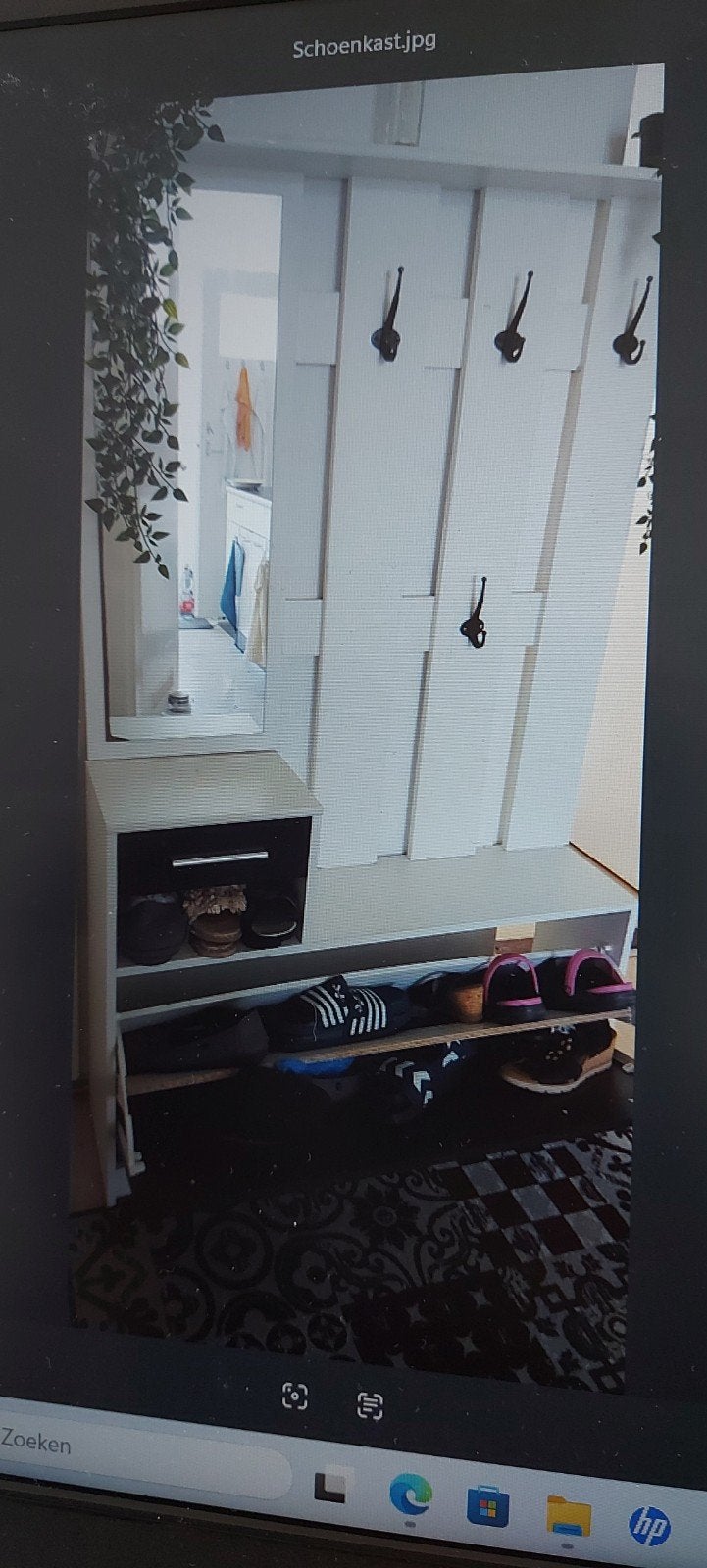 Halmeubel met spiegel, kapstok en schoenenkast, Ophalen of Verzenden, Gebruikt, Modern, functioneel