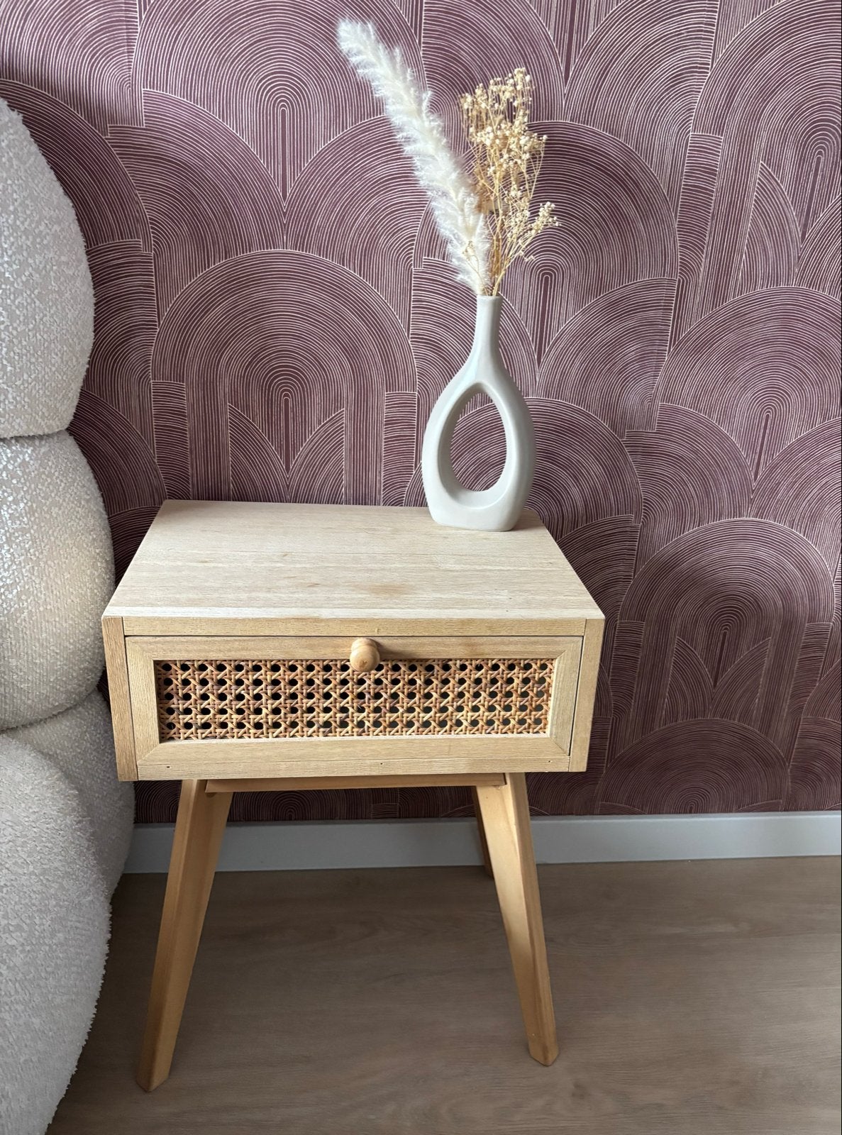 Nachtkastje Java met lade - Hout - 50x40x30 cm, Huis en Inrichting, Slaapkamer | Nachtkastjes, Ophalen, Gebruikt, 45 tot 65 cm