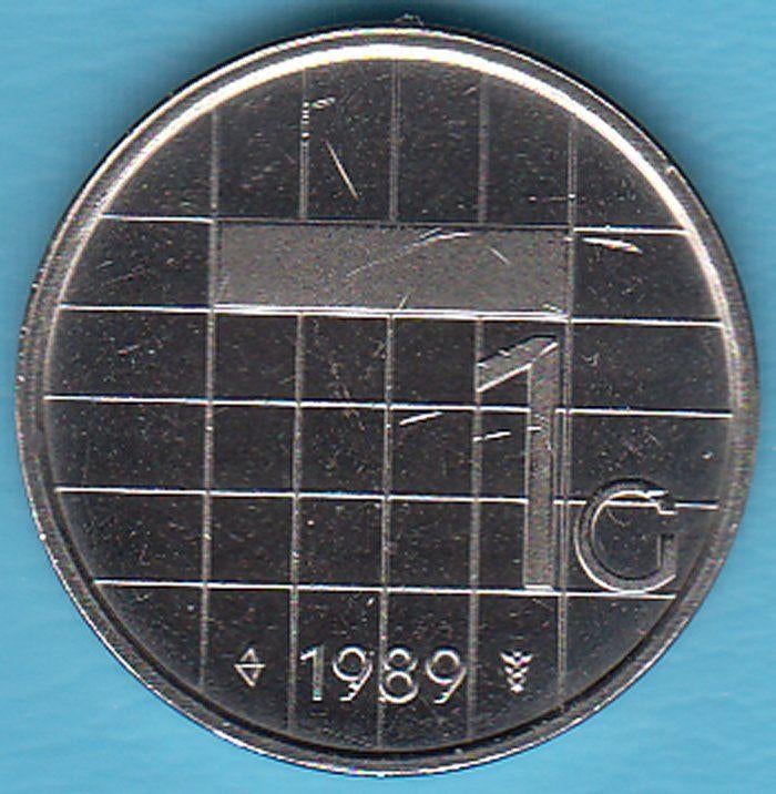 Nederland 1 gulden 1989 Beatrix UNC in munthouder, Ophalen of Verzenden, Koningin Beatrix, 1 gulden, Losse munt