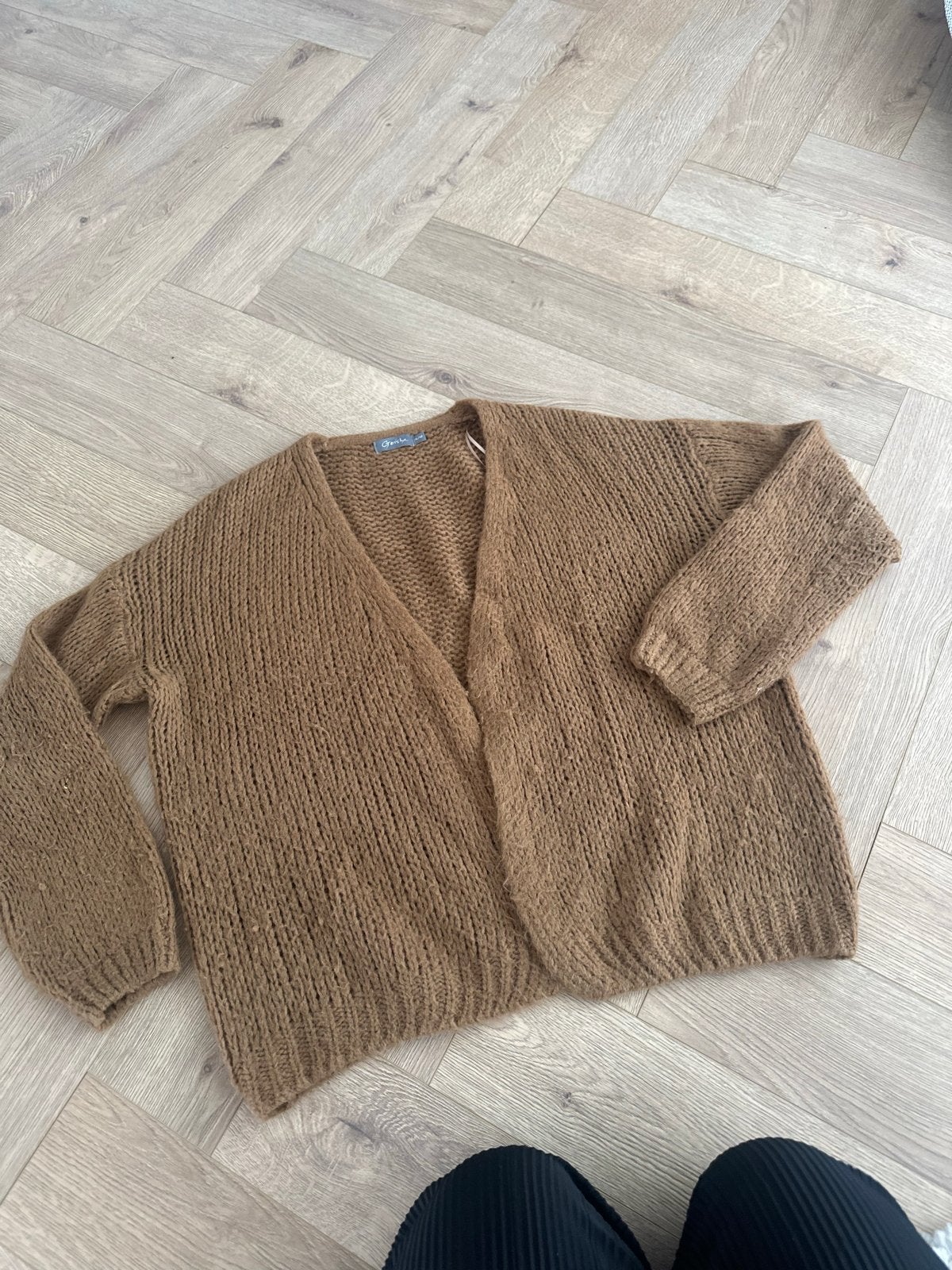Geisha Grof Gebreid Vest - Bruin Beige - Maat XL/42, Ophalen of Verzenden, Gedragen, Maat 46/48 (XL) of groter, Bruin