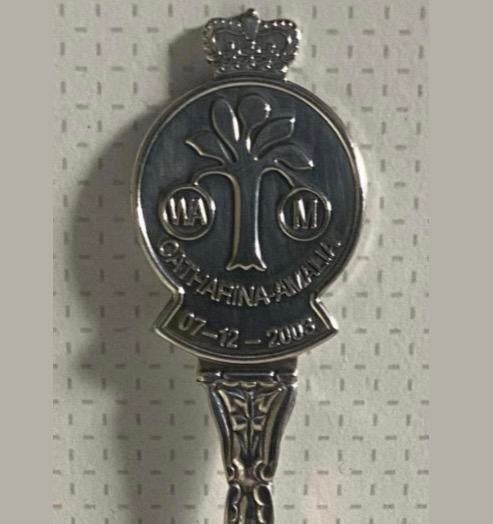 Herdenkingslepeltje: geboorte Pr. Catharina-Amalia 7-12-2003, Ophalen of Verzenden, Zo goed als nieuw, Nederland, Speld(je) of Lepel(tje)
