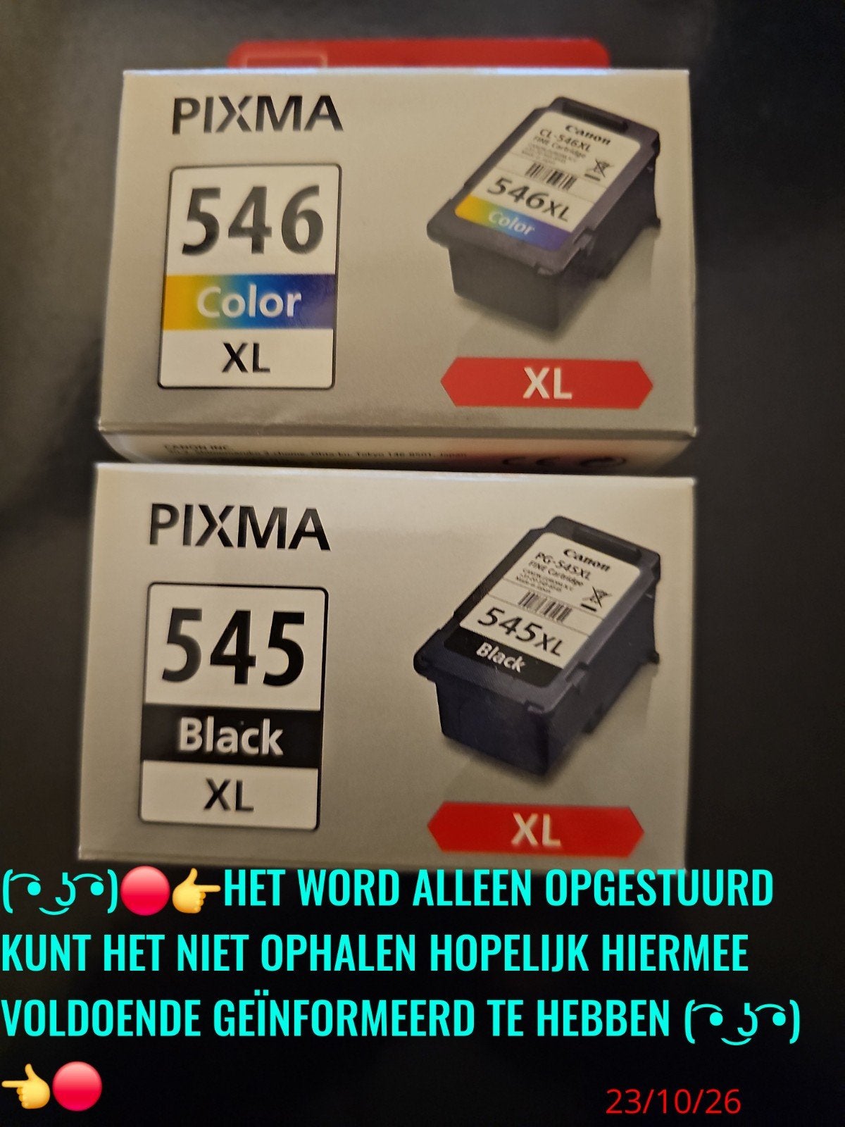 1x pixma 546 Color xl + 1x pixma 545 black xl inkt, Verzenden, Nieuw, Cartridge, Canon Pixma