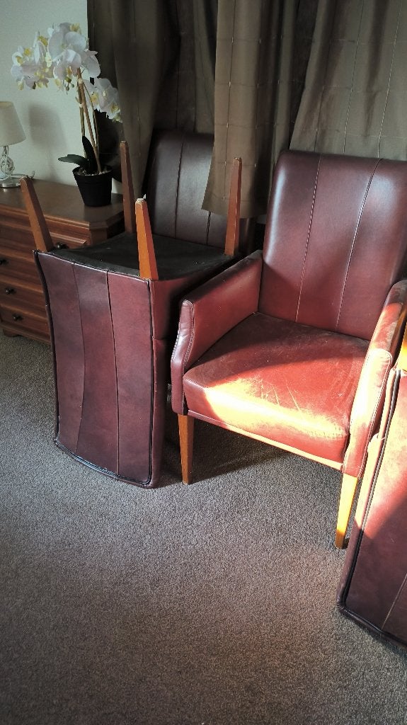 Eetkamer stoelen bruin leer, Ophalen, Gebruikt, Bruin, Klassiek