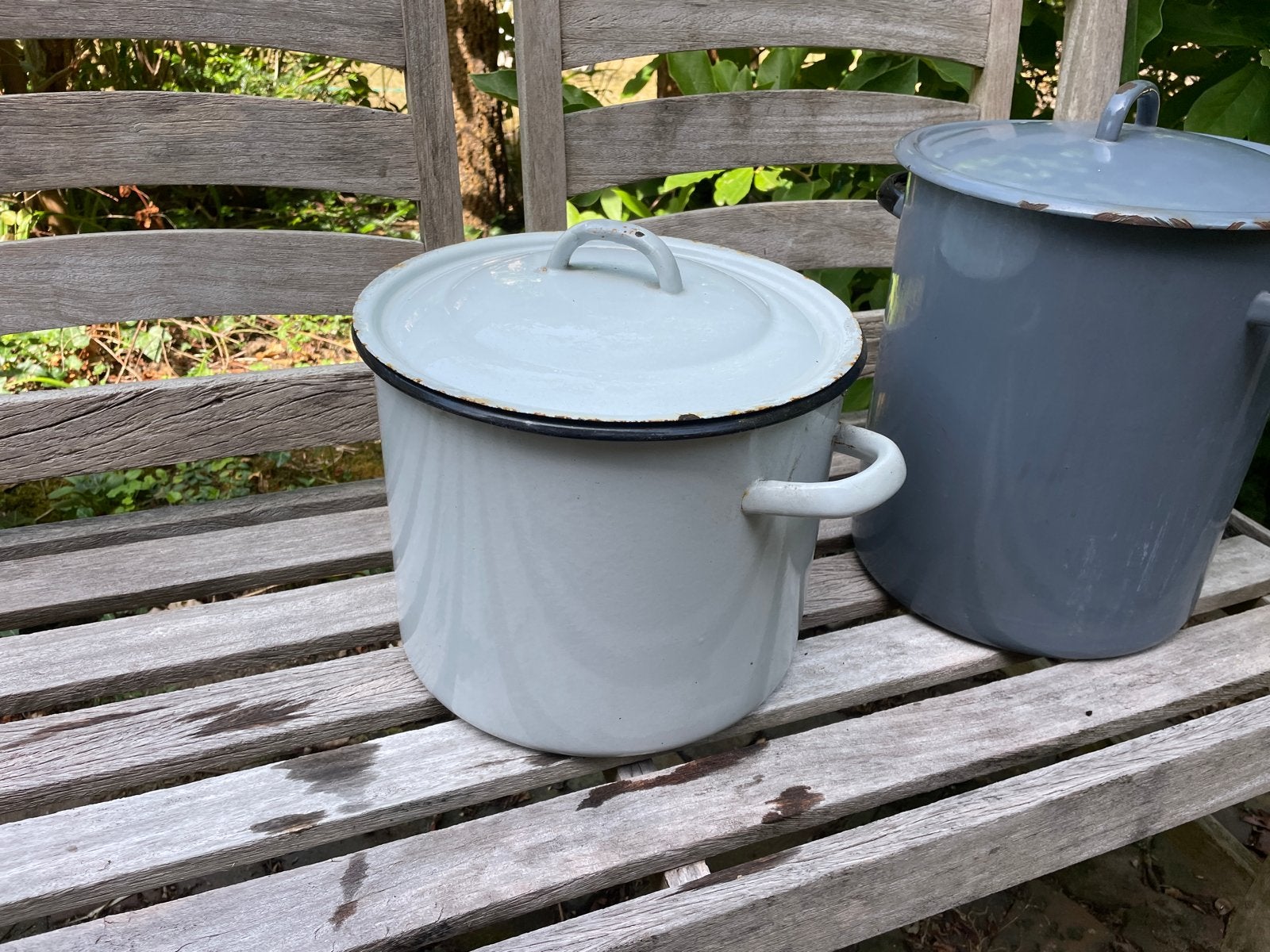 Witte emaille weckketel met deksel - 23 cm, Diameter 30 c, Ophalen of Verzenden