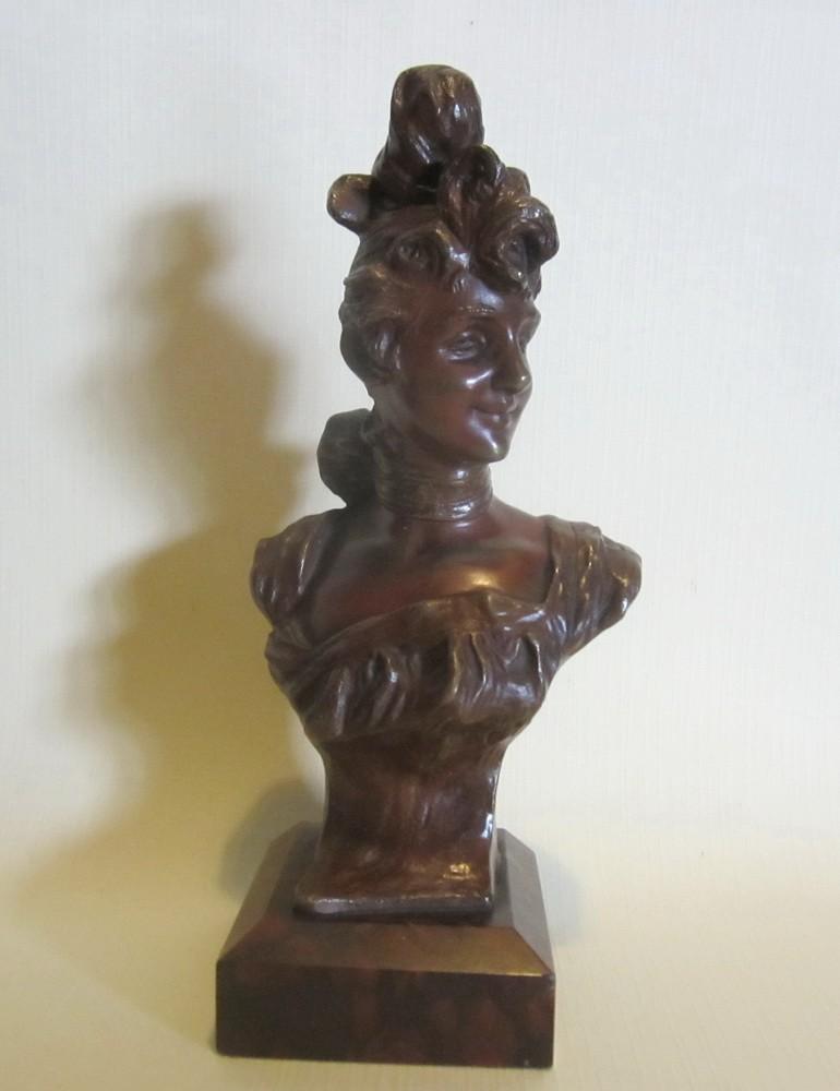 Art nouveau bronzen buste G Van Der Straeten, brons ca 1900, Antiek en Kunst, Kunst | Beelden en Houtsnijwerken, Verzenden, Gemerkt