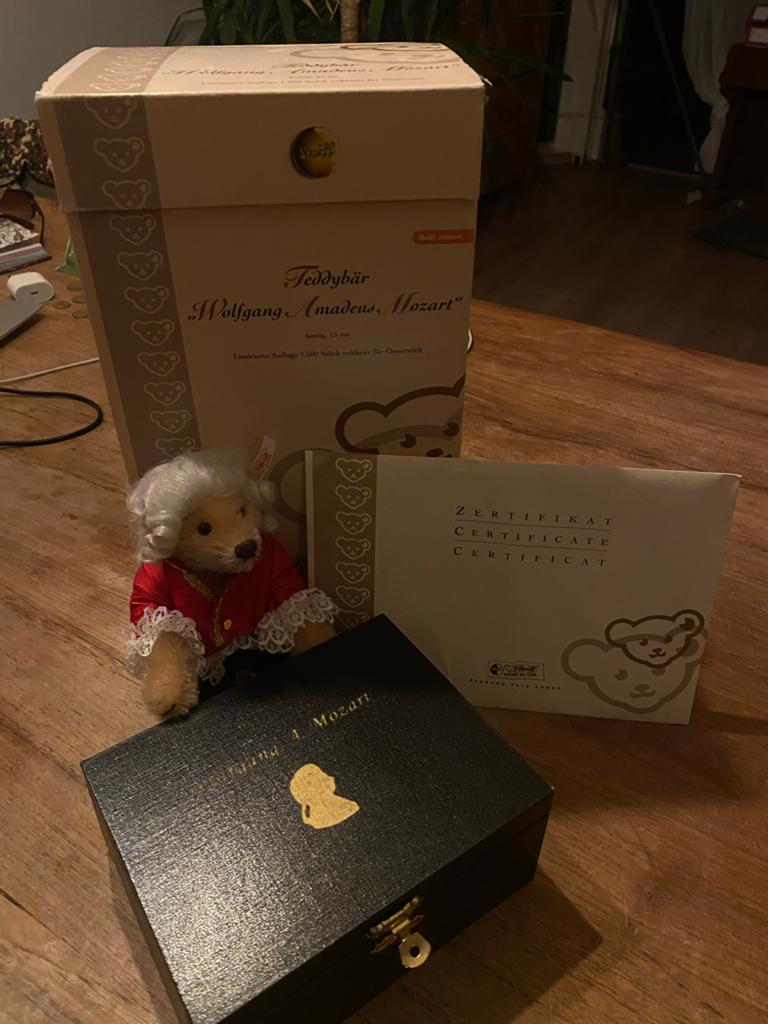 Steiff Teddybeer Wolfgang Amadeus Mozart Limited Edition, Met doos, Overige merken, Overige karakters, Beer