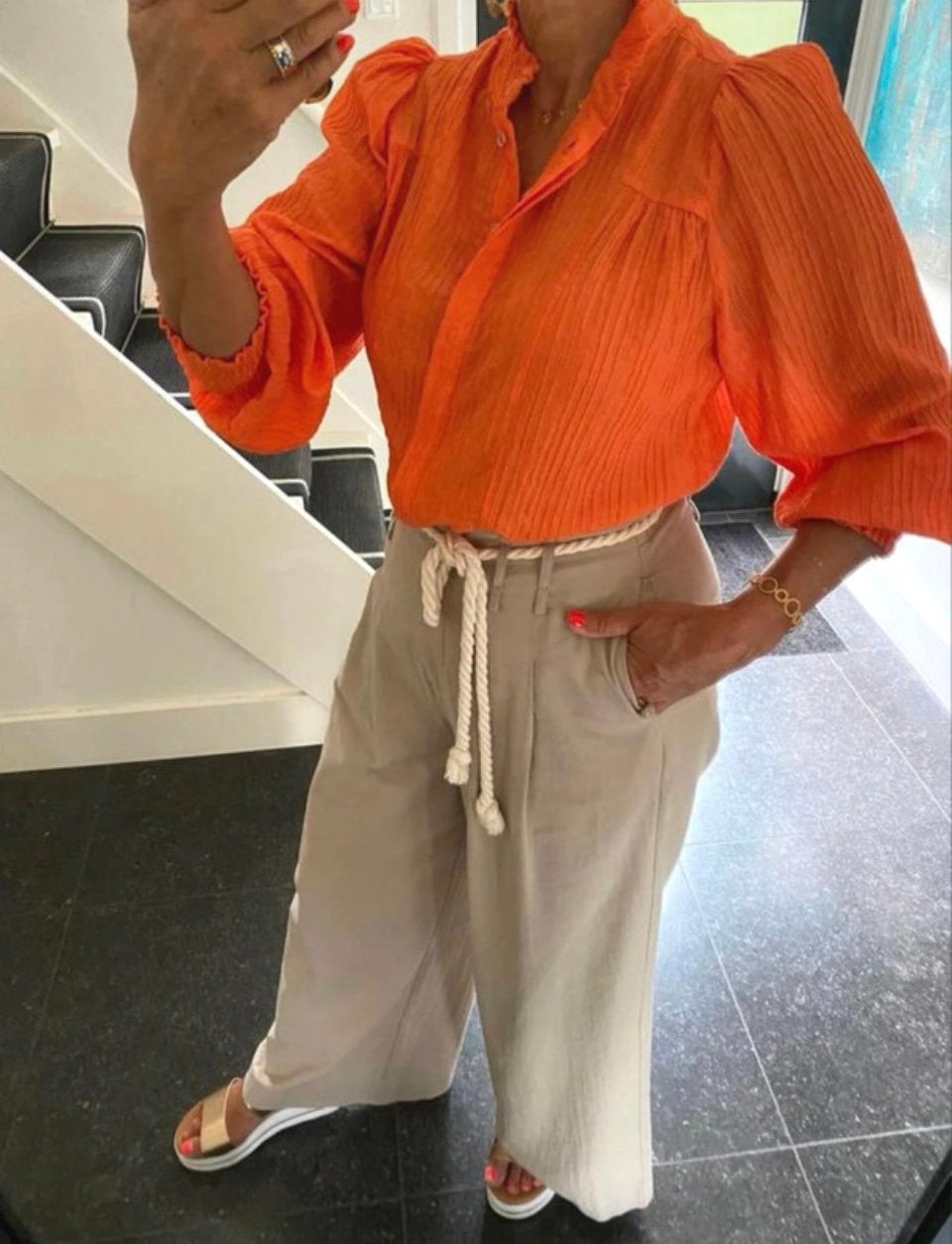 Co’couture, super leuke/mooie oranje blouse, S/M, Ophalen of Verzenden, Nieuw, Maat 36 (S), Oranje
