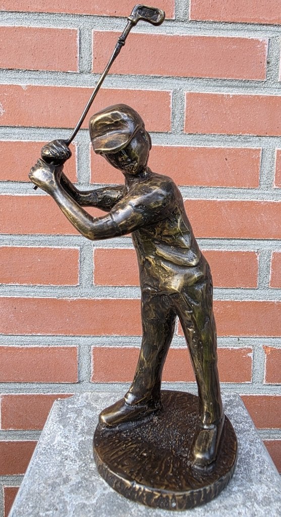 GOLFER / bronzen beeld / 28 cm hoog, Antiek en Kunst, Ophalen of Verzenden, Brons, Beeld
