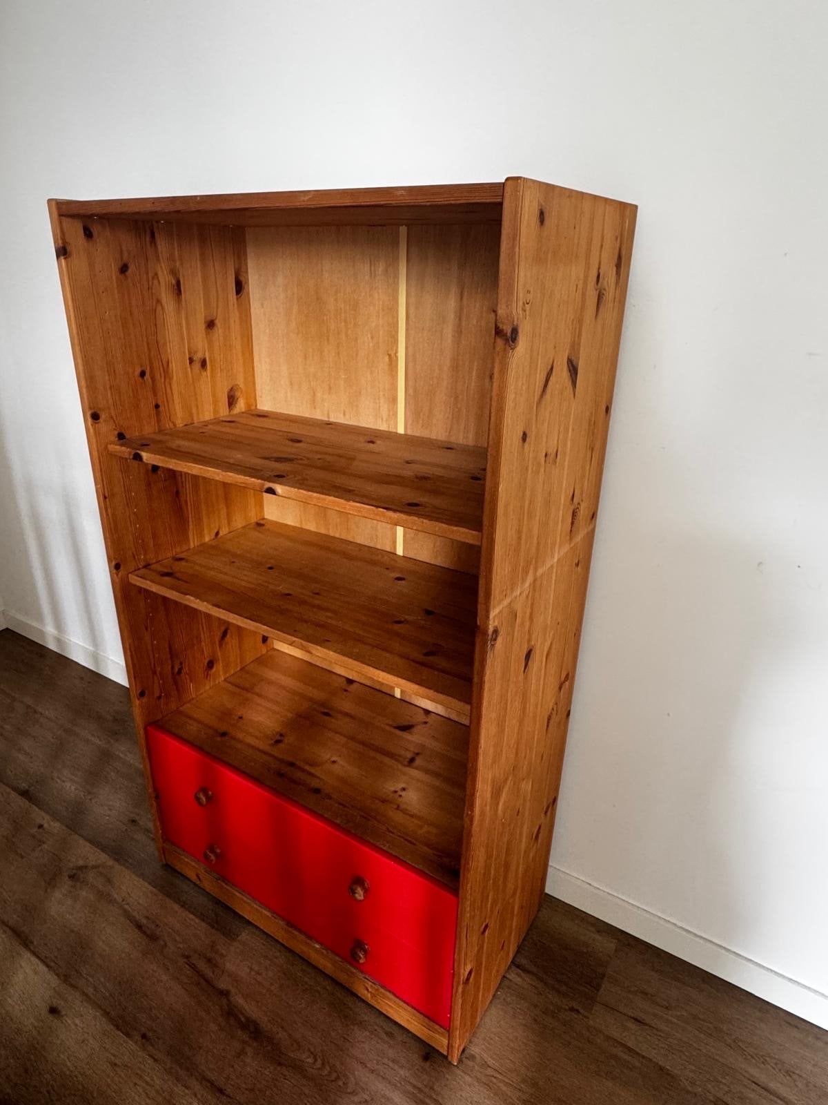Grenen boekenkast met 2 lades - 137x77x37 cm, Ophalen, Gebruikt, 100 tot 150 cm, 50 tot 100 cm