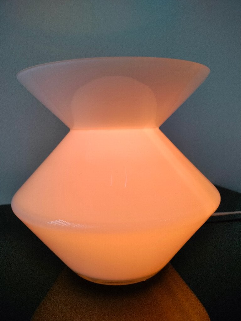 Tafellamp Lamp Glas Space Age Diabolo Wit Opaline "70, Wit, Ophalen of Verzenden, Glas, Design