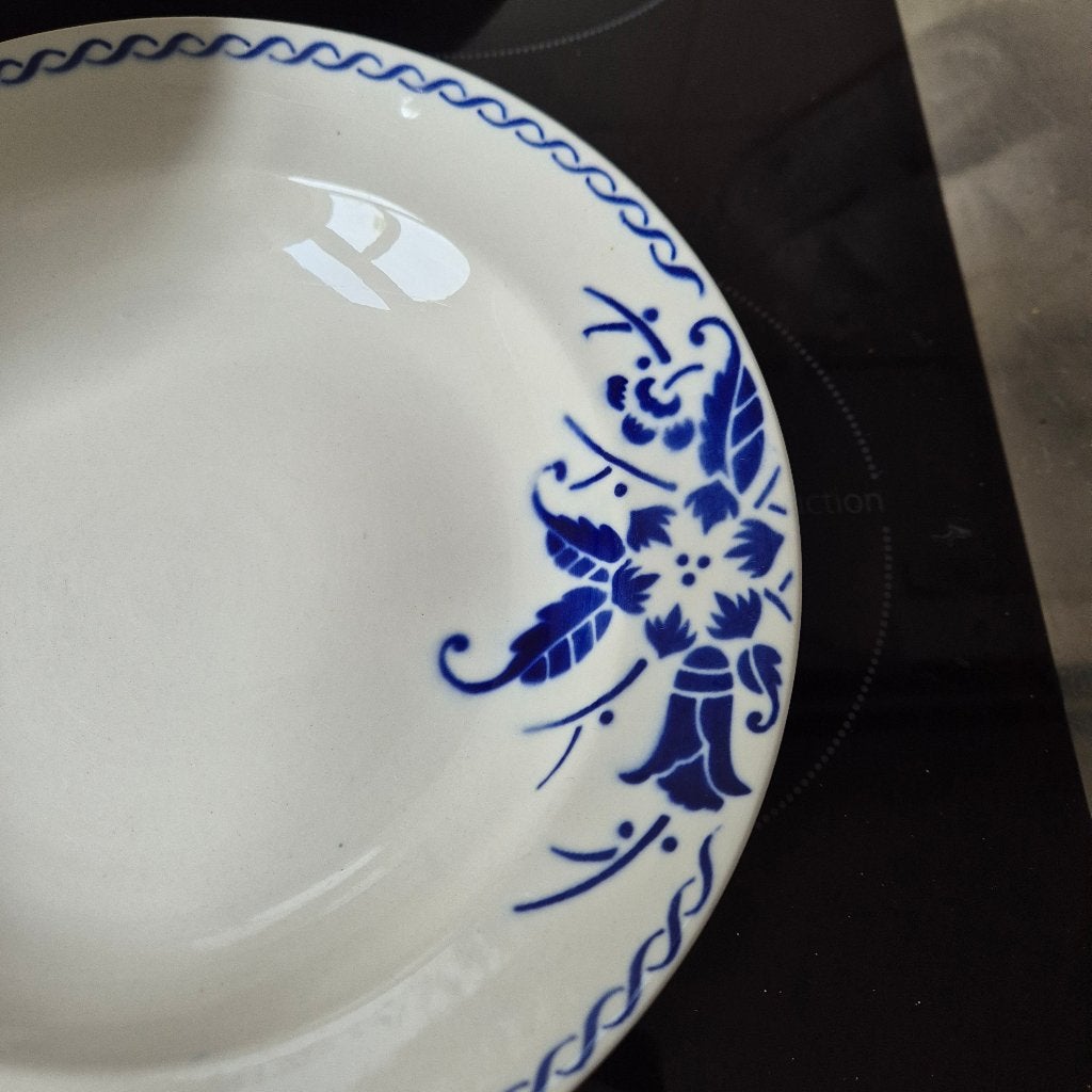6 diepe borden 24cm Klokjesbloem, koningsblauwe bloem, Antiek en Kunst, Ophalen of Verzenden
