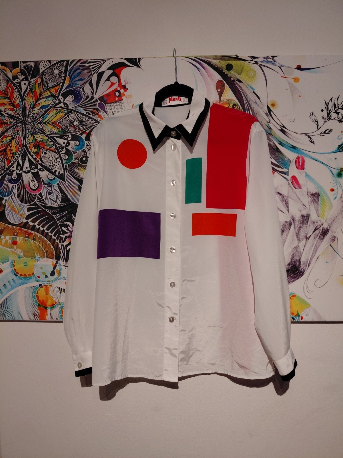 Vintage Yarell blouse maat 42 met kleurrijke details, Yarell, Wit, Maat 46/48 (XL) of groter, Ophalen of Verzenden