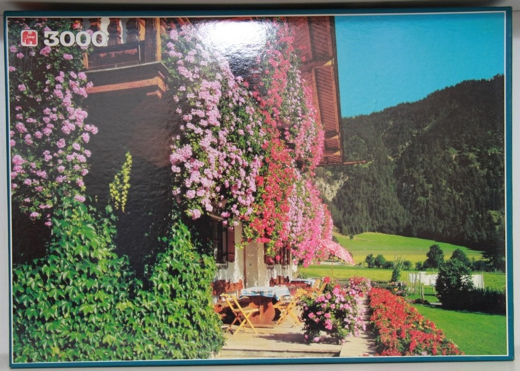 Puzzel 3000 stukjes Oostenrijks huis met bloemen, Ophalen of Verzenden, Meer dan 1500 stukjes, Zo goed als nieuw, Legpuzzel