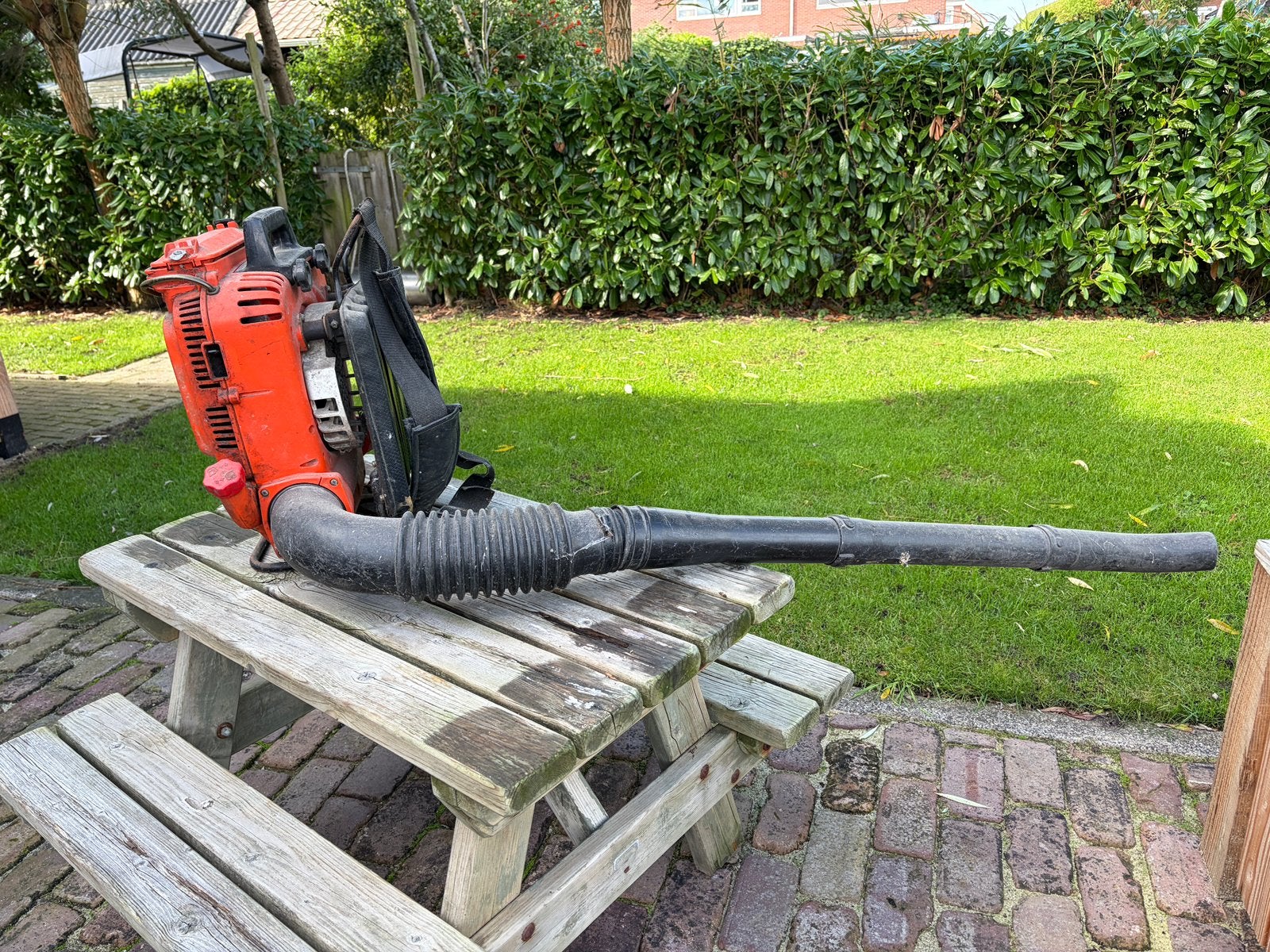 Echo Ruggedragen bladblazer. (Zie omschrijving), Tuin en Terras, Ophalen, Gebruikt, Benzine, Ruggedragen