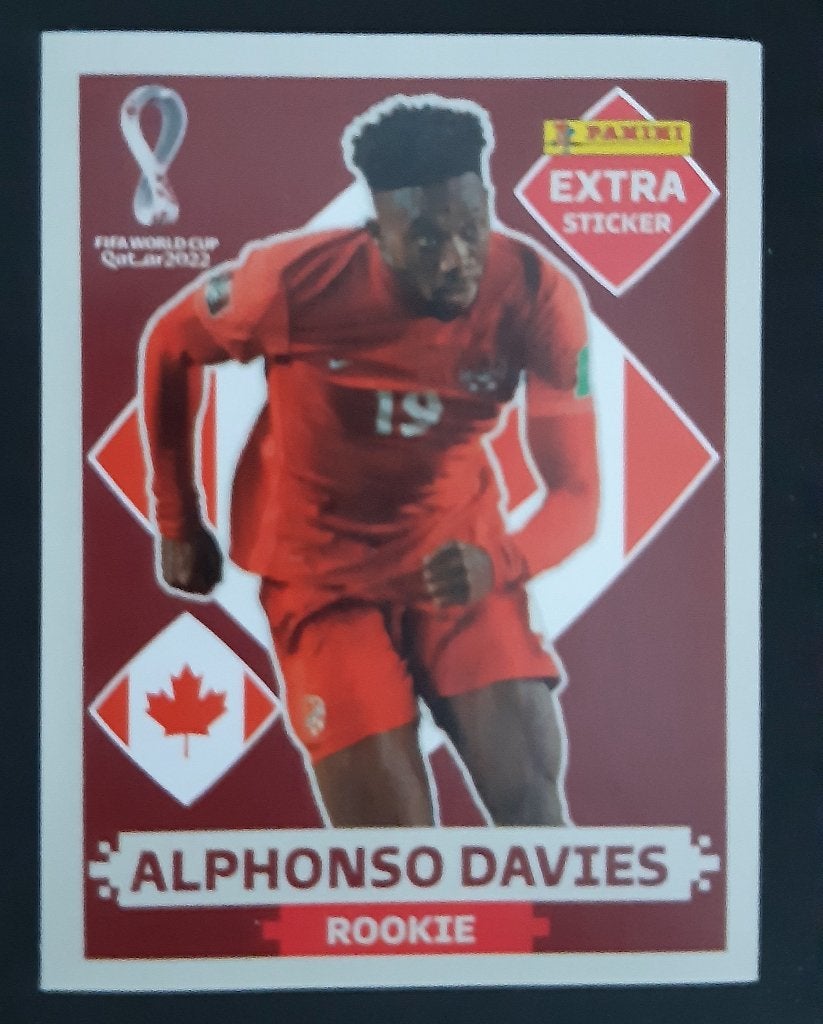 Panini Alphonso Davies Extra Sticker WK Qatar 2022, Verzenden, Zo goed als nieuw, Buitenlandse clubs, Poster, Plaatje of Sticker