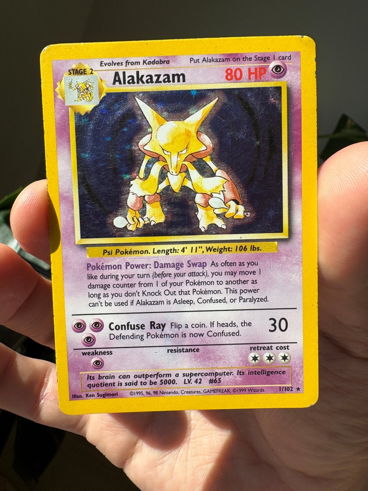 Alakazam Base Set (1/102) PL/PO, Hobby en Vrije tijd, Ophalen, Gebruikt, Losse kaart