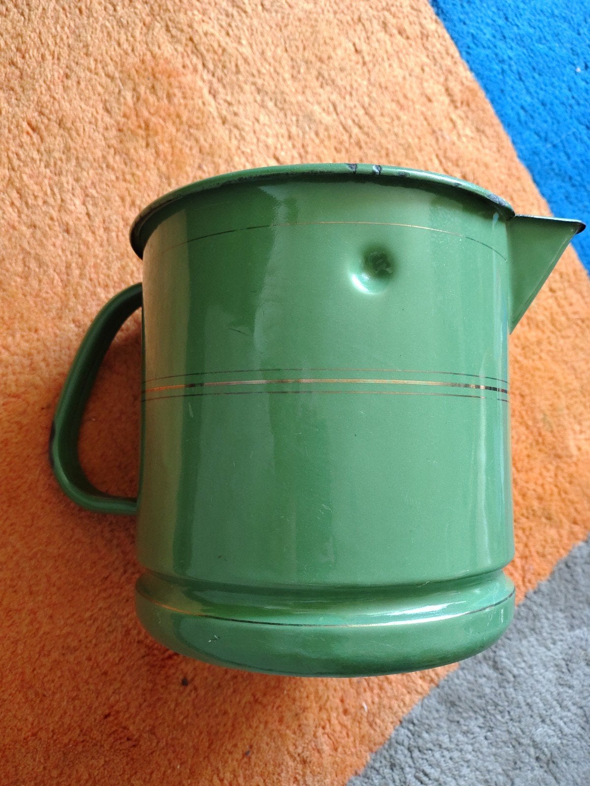 Vintage Groene Emaille Maatbeker / Kan - 17 cm hoog, Ophalen of Verzenden