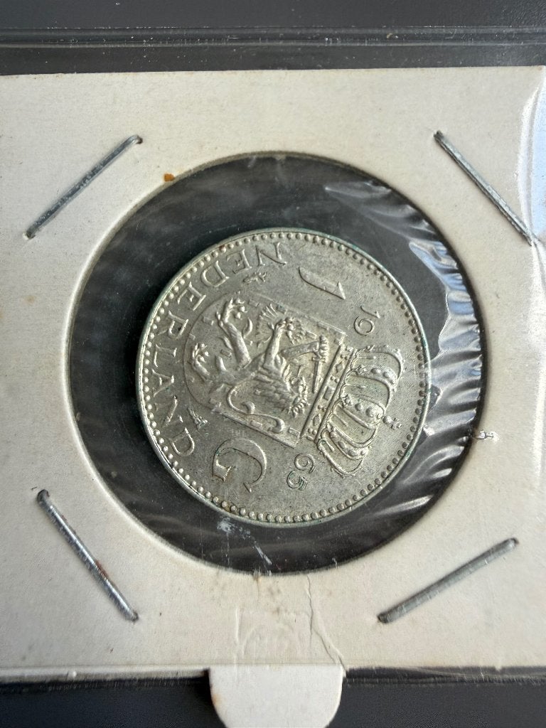 1 gulden 1965, Postzegels en Munten, 1 gulden, Koningin Juliana, Zilver, Ophalen of Verzenden