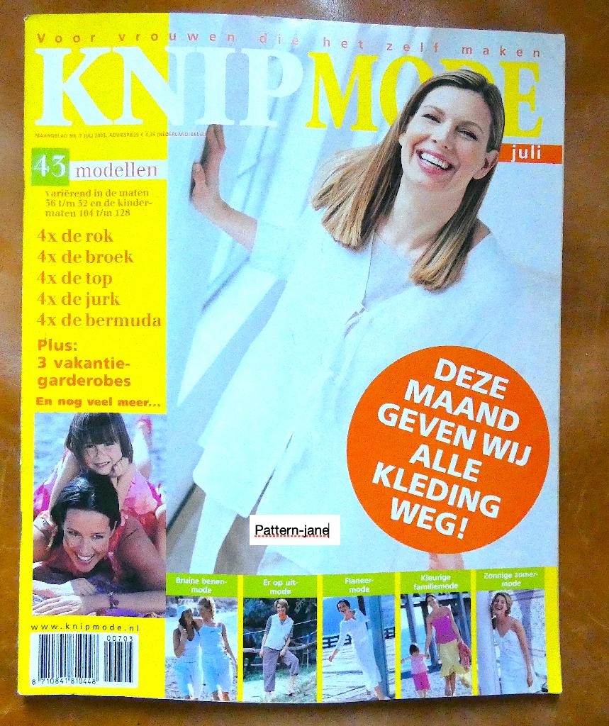3 x KNIPMODE: juli en oktober 2003 EN bijlage voorjaar 2003, Overige typen, Verzenden, Vrouw, Zo goed als nieuw