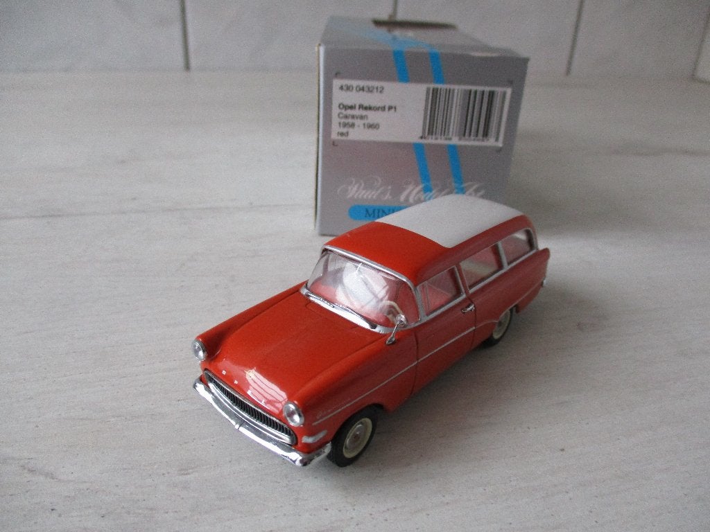 Minichamps Rekord P1 Caravan1958-60 Red Schaal 1:43, Ophalen of Verzenden, Nieuw, Auto, MiniChamps